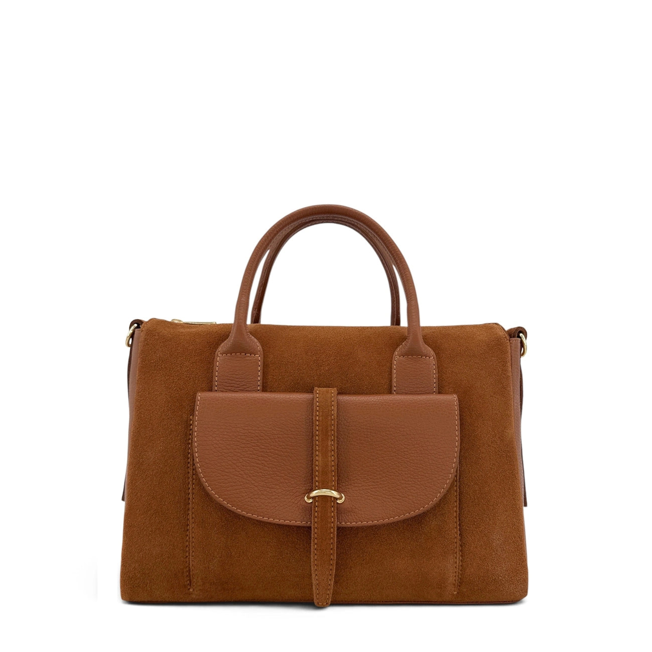 Sac bowling en cuir grainé et daim EDITO Marron camel