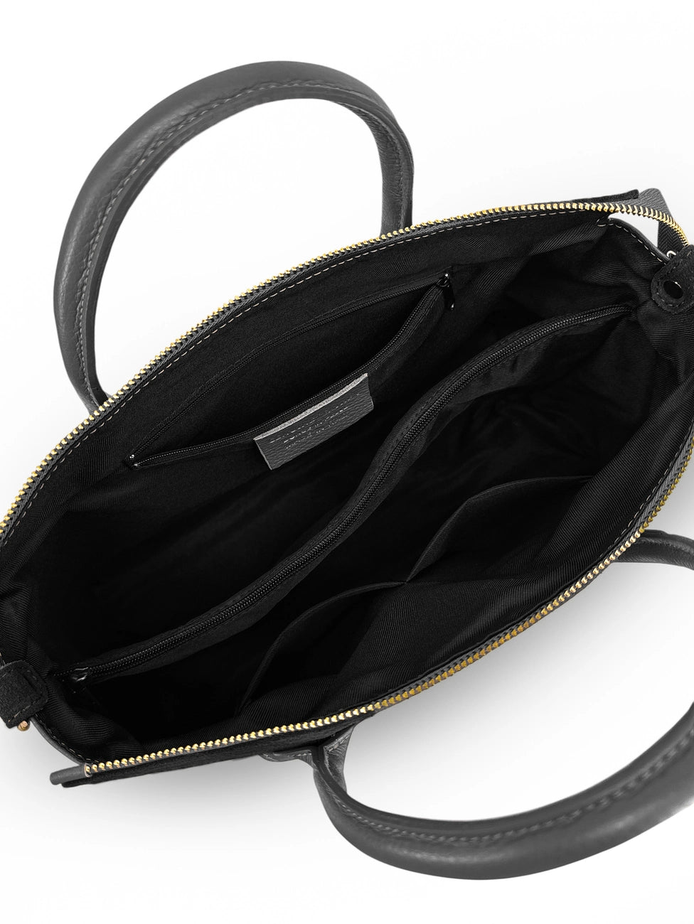 Bolso bowling de piel granulada y ante EDITO Negro