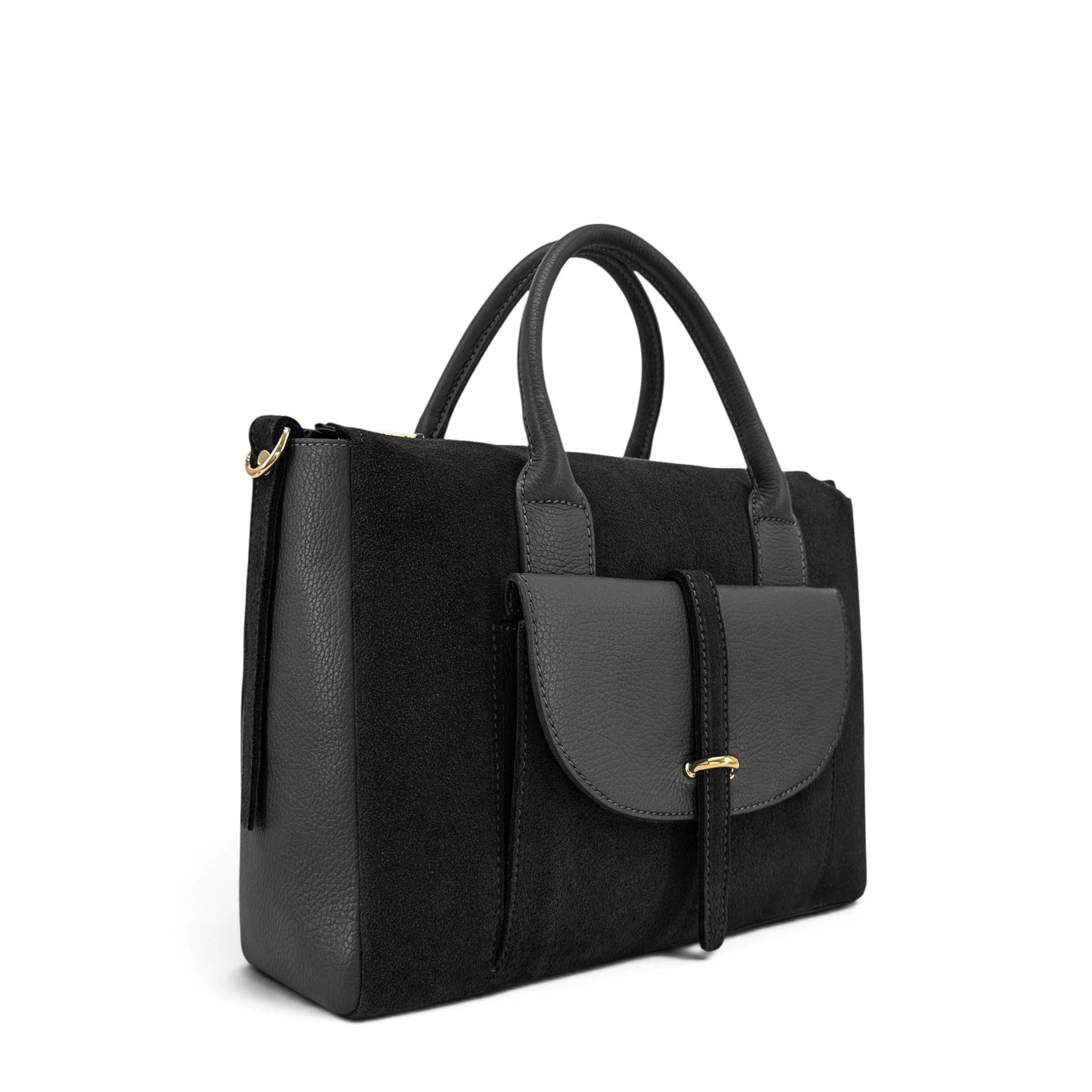 Sac bowling en cuir grainé et daim EDITO Noir