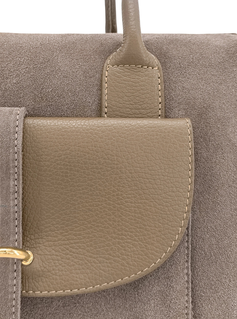 Borsa bowling in pelle martellata e scamosciata EDITO Tortora