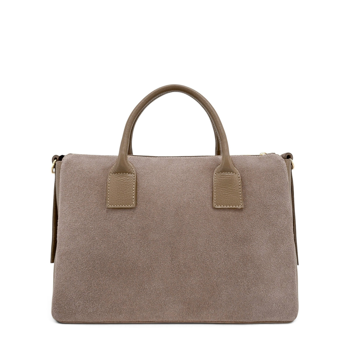 Borsa bowling in pelle martellata e scamosciata EDITO Tortora
