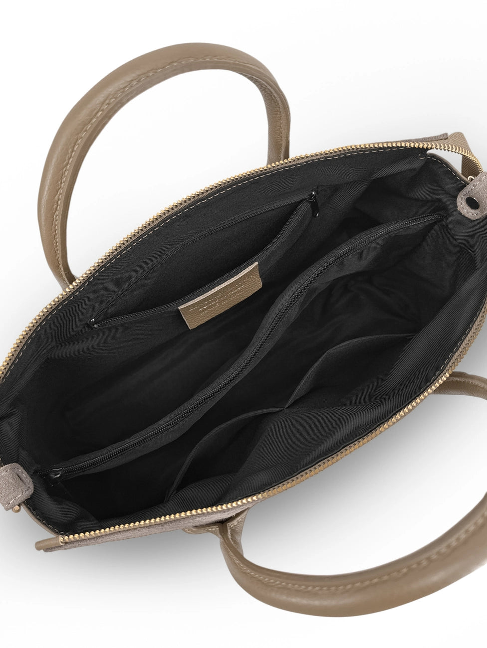 Borsa bowling in pelle martellata e scamosciata EDITO Tortora