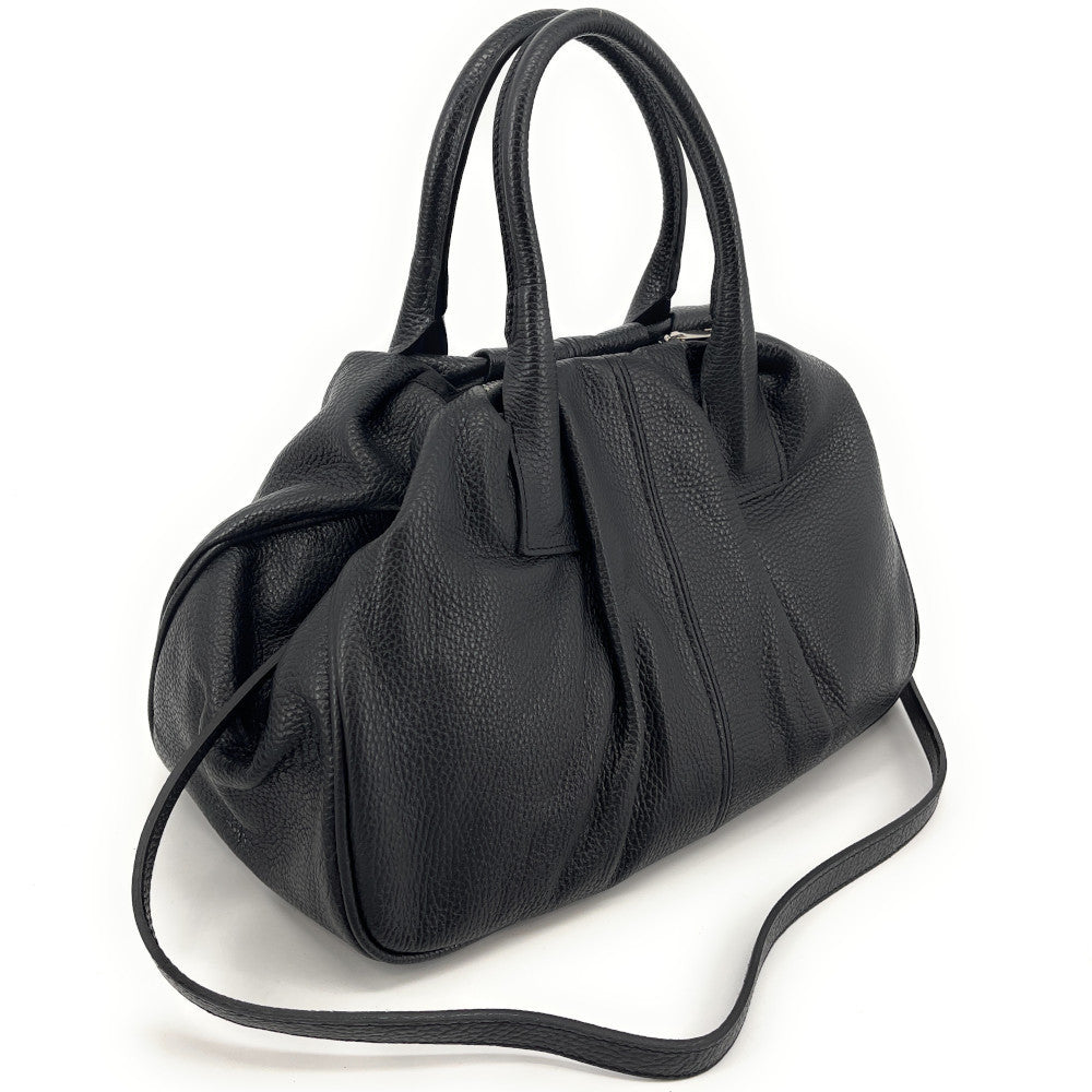 Grand sac bowling en cuir grainé ORION Noir