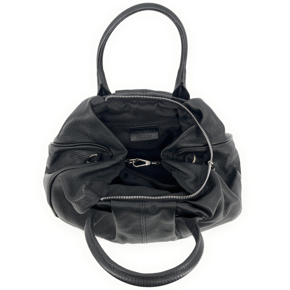 Grand sac bowling en cuir grainé ORION Noir