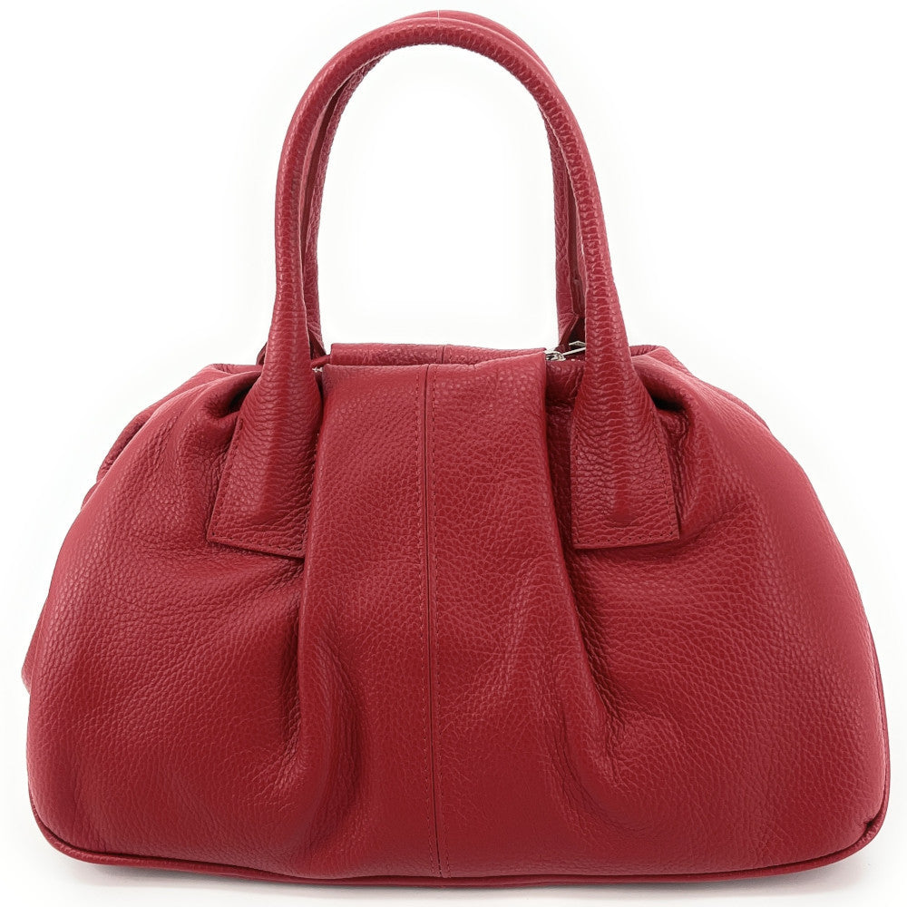 Grand sac bowling en cuir grainé ORION Rouge garance