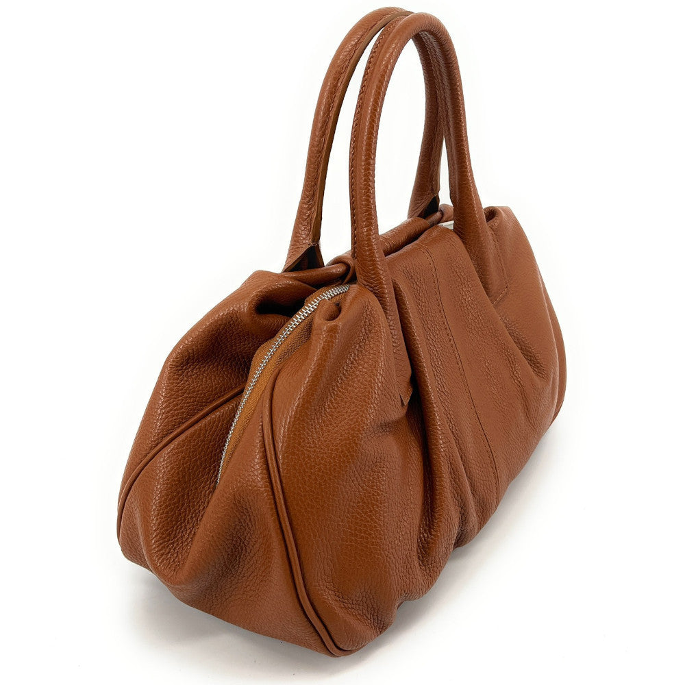 Grand sac bowling en cuir grainé ORION Camel foncé