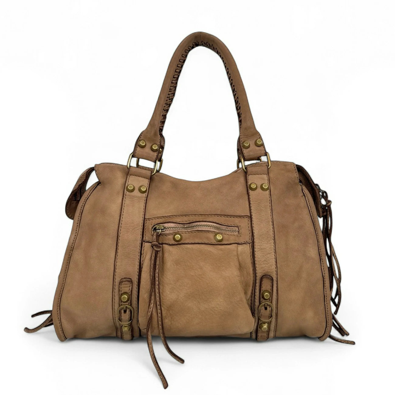 Sac à main porté épaule en cuir vintage STORM ROCK Sandstone