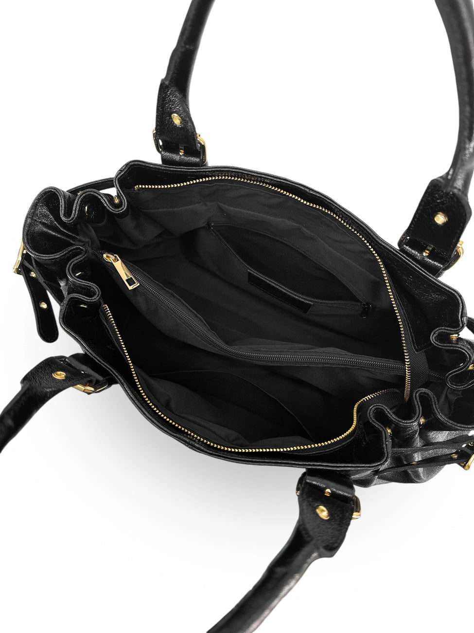 Borsa bowling in pelle metallizzata PRINCESSE XL Nero iridescente