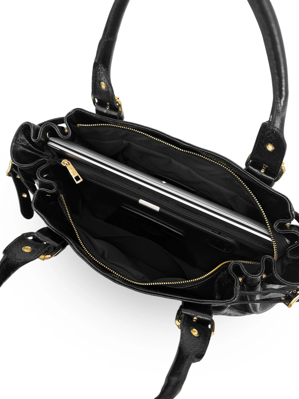 Borsa bowling in pelle metallizzata PRINCESSE XL Nero iridescente