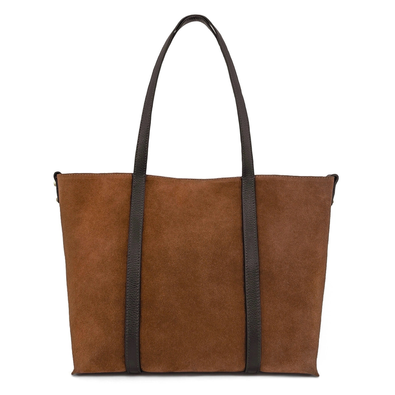Sac cabas en cuir grainé et daim MAJOR Marron camel foncé