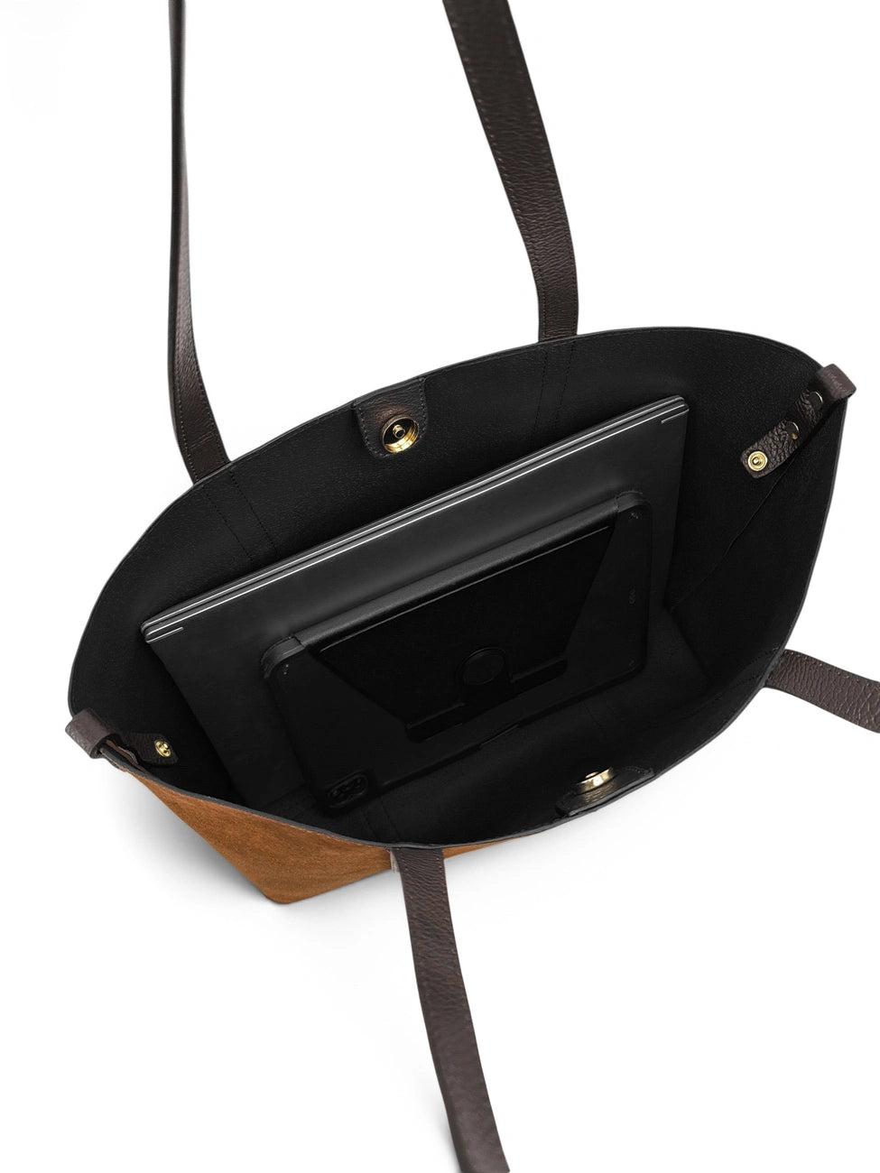 Borsa shopper in pelle martellata e scamosciata MAJOR Marrone cammello scuro