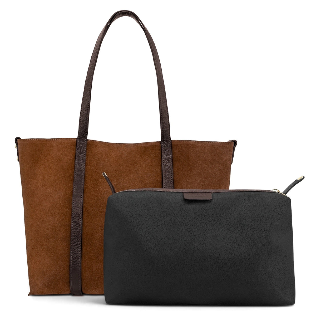 Borsa shopper in pelle martellata e scamosciata MAJOR Marrone cammello scuro