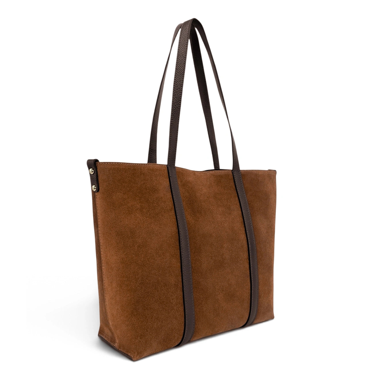 Sac cabas en cuir grainé et daim MAJOR Marron camel foncé