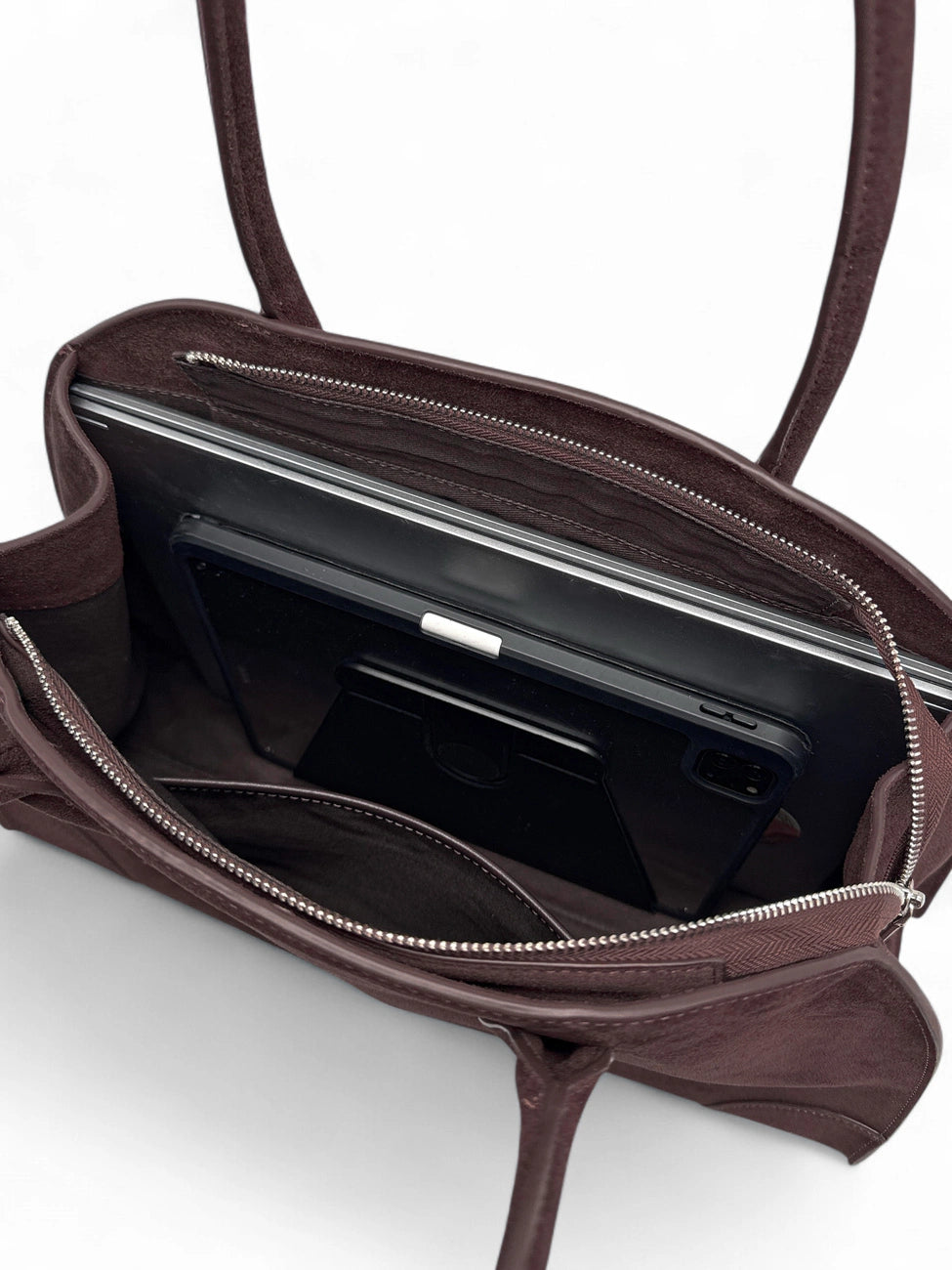 CONSTANCE Chocolate Suede Tote Bag