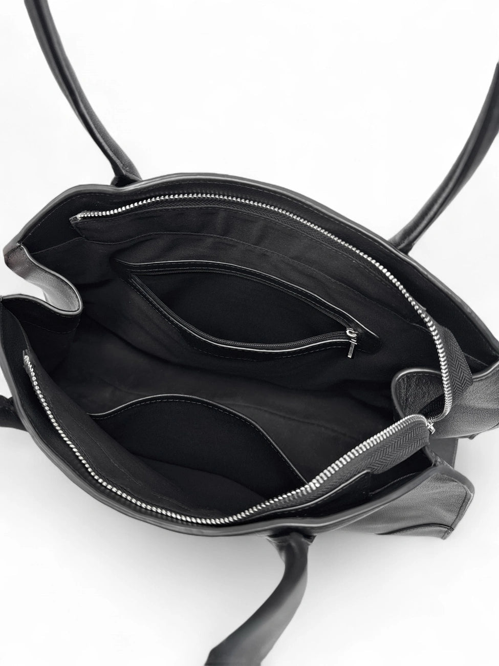 Bolso shopper de piel lisa CONSTANCE negro