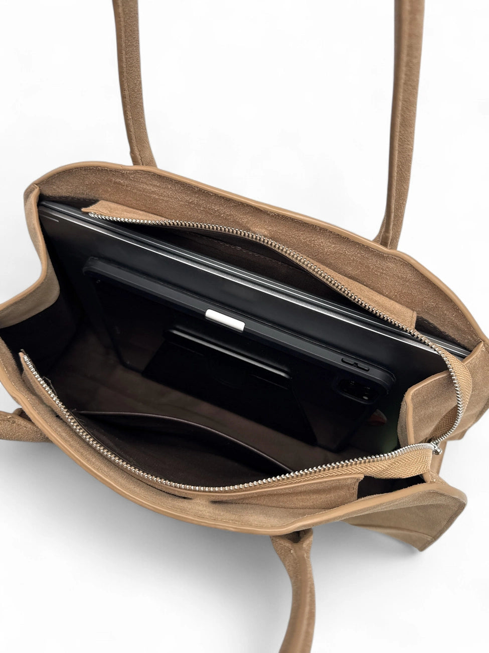 Shopper aus Wildleder CONSTANCE Taupe