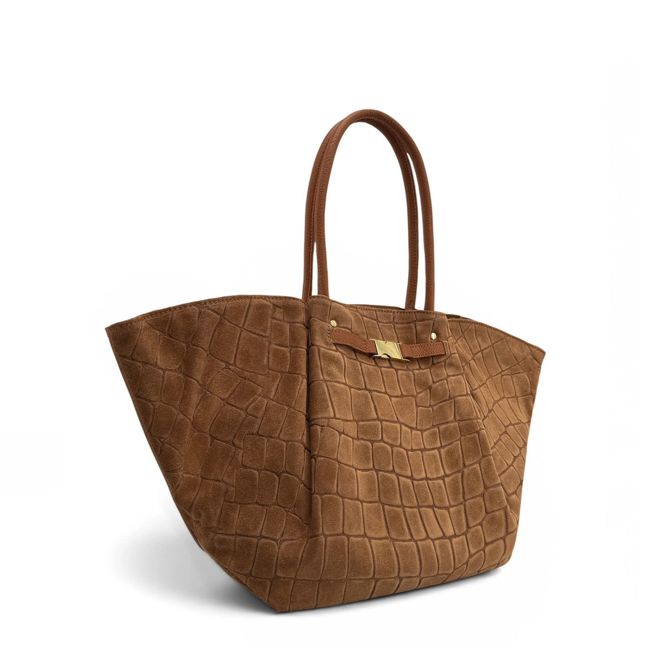 OFF CAMPUS Shopper aus genarbtem Leder und Wildleder in Taupe