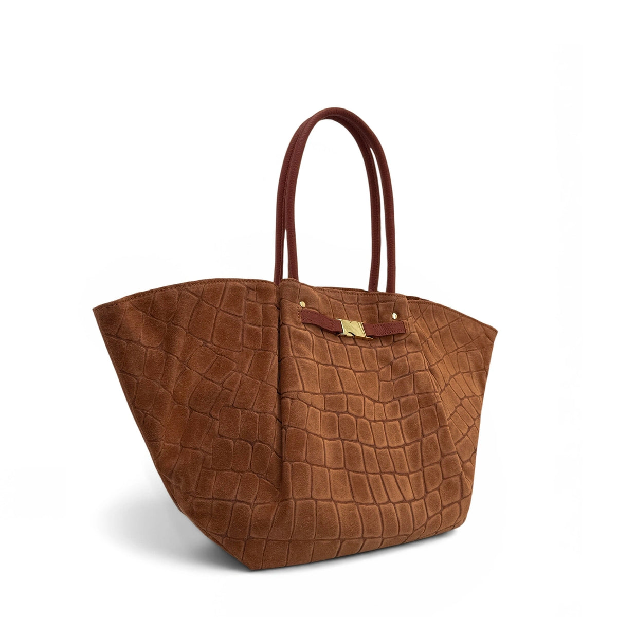 OFF CAMPUS Shopper aus genarbtem Leder und Wildleder in Taupe
