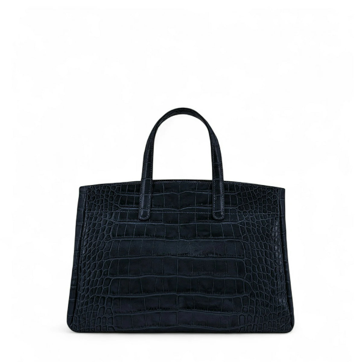 Borsa shopper in pelle verniciata effetto coccodrillo BE LADY Blu navy