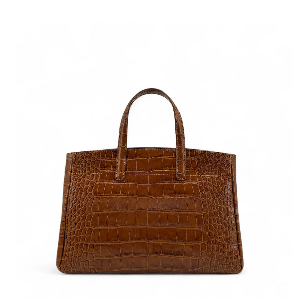 Bolso shopper de piel charol efecto cocodrilo BE LADY Camel oscuro