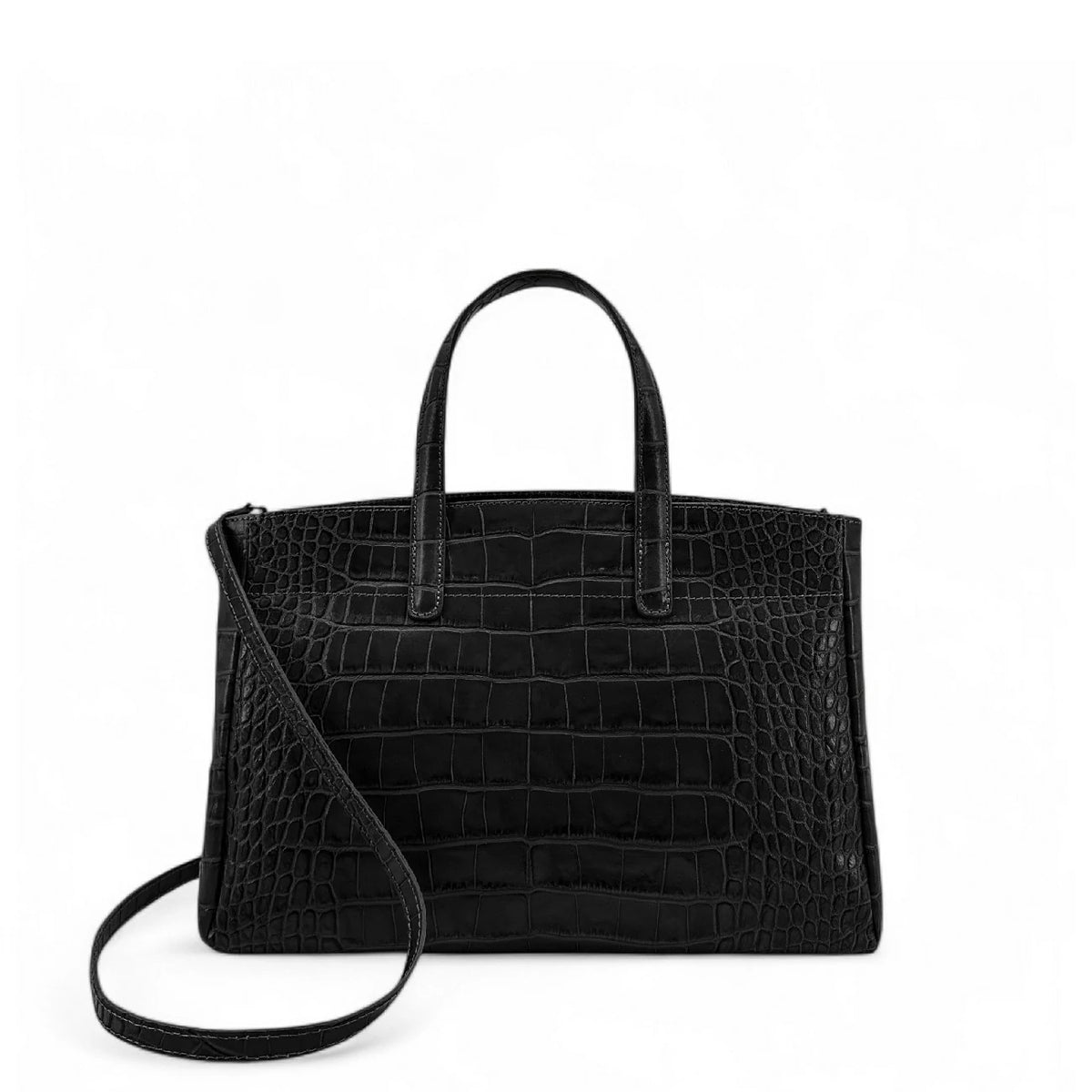Bolso shopper de piel charol efecto cocodrilo BE LADY Negro