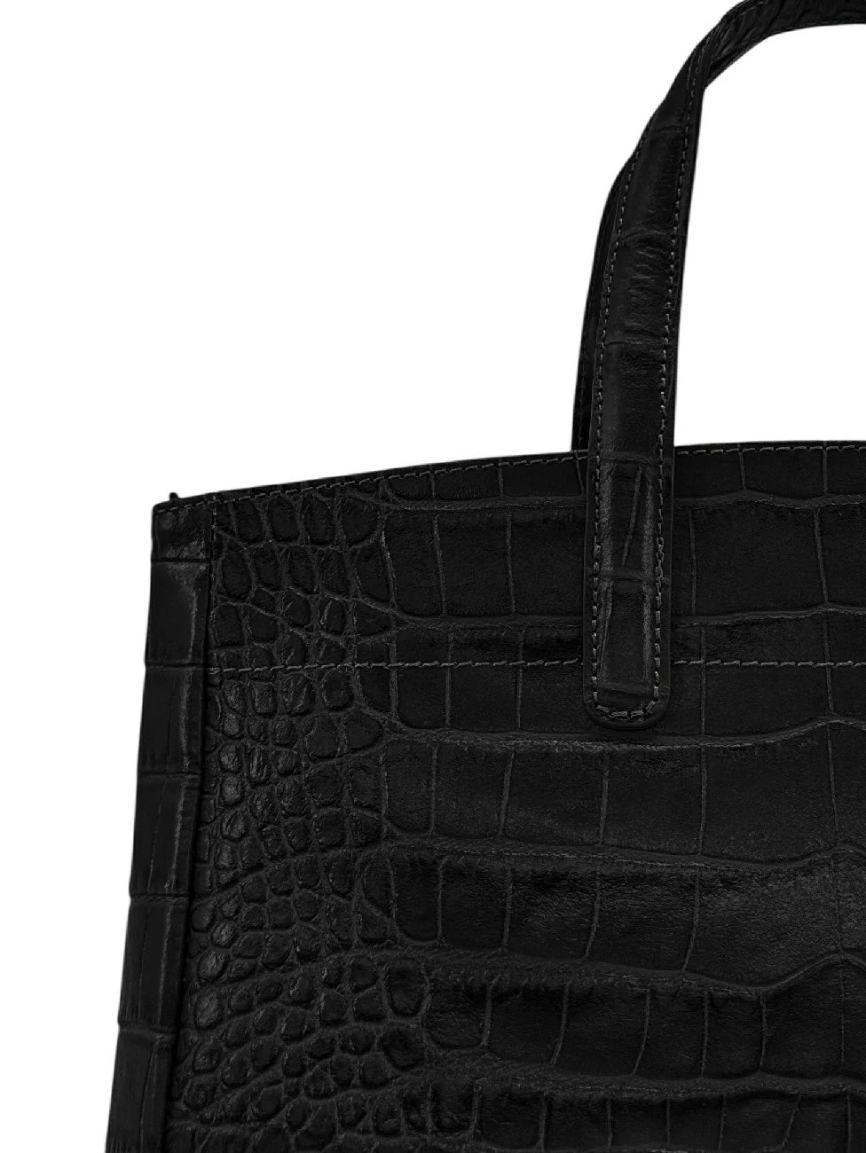 Bolso shopper de piel charol efecto cocodrilo BE LADY Negro