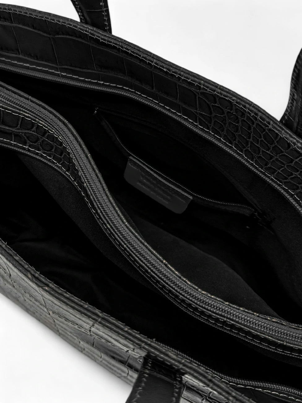 Bolso shopper de piel charol efecto cocodrilo BE LADY Negro