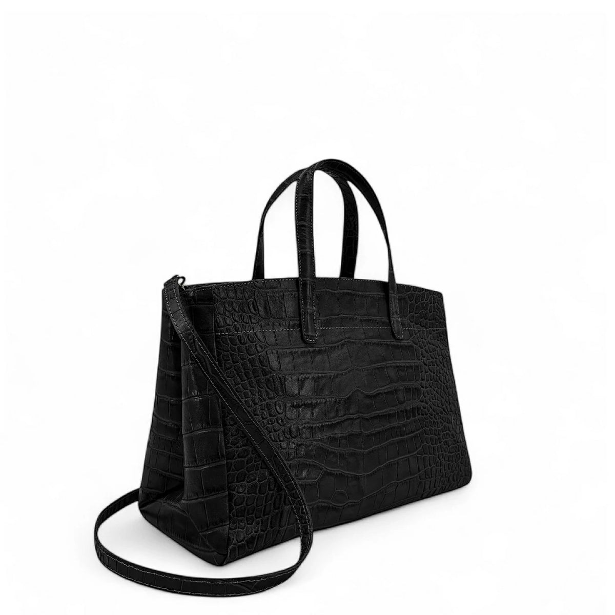 Bolso shopper de piel charol efecto cocodrilo BE LADY Negro