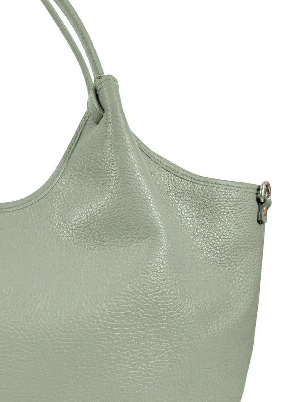 Shopper aus genarbtem Leder ALYSSA Pastellgrün