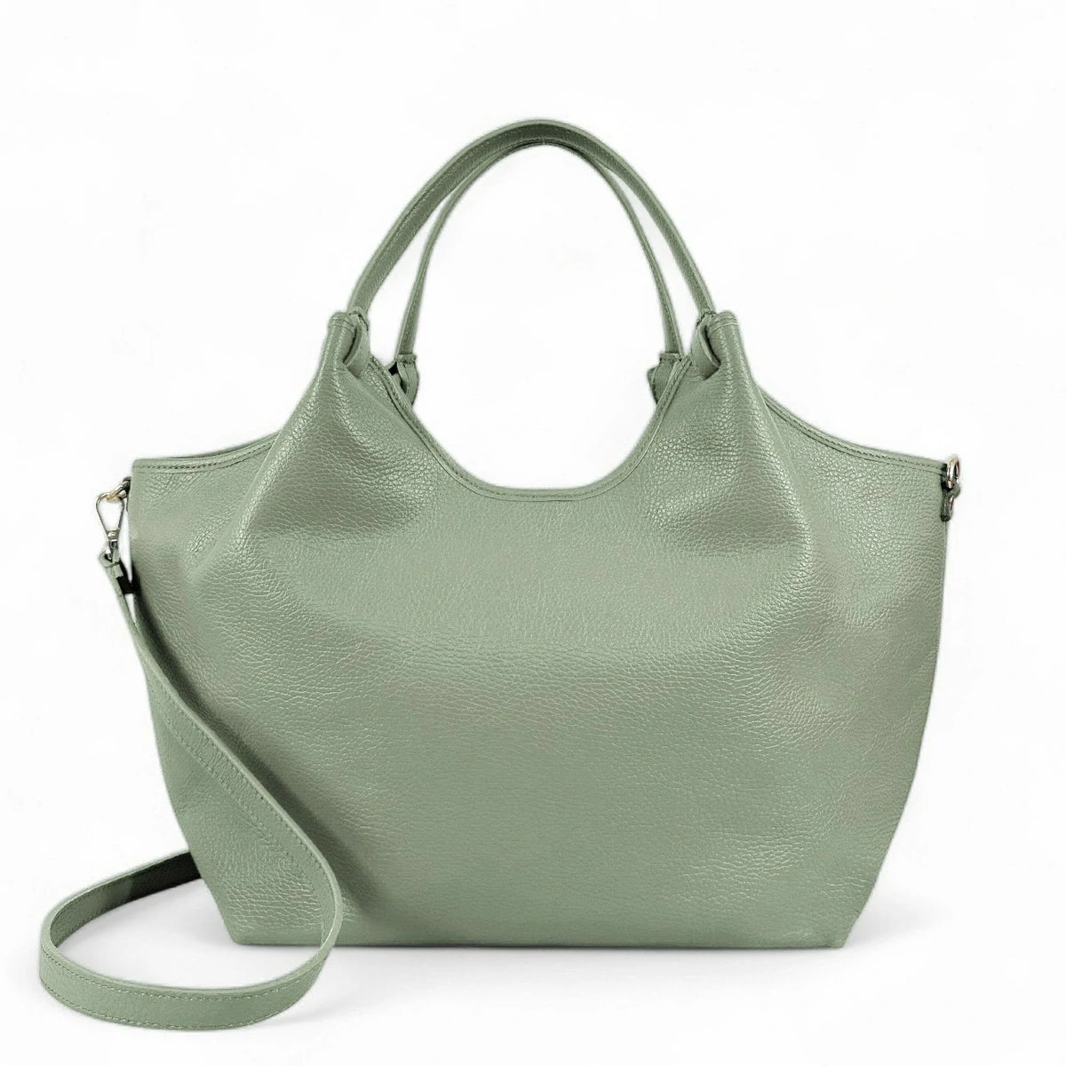 Shopper aus genarbtem Leder ALYSSA Pastellgrün