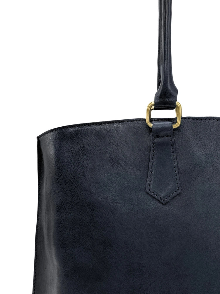 Großer Shopper aus Glattleder GREENWICH Marineblau