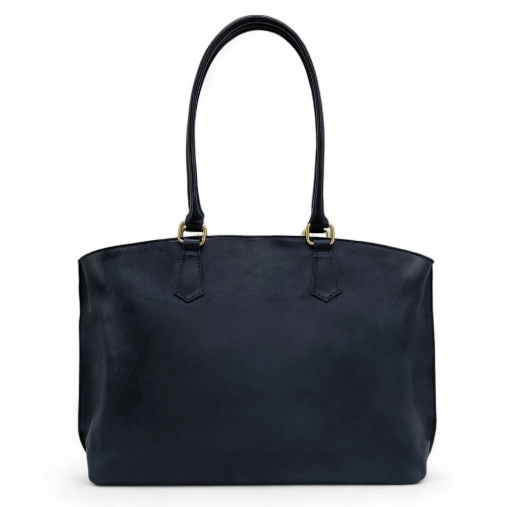 Grand bag cabas smooth leather GREENWICH Navy blue