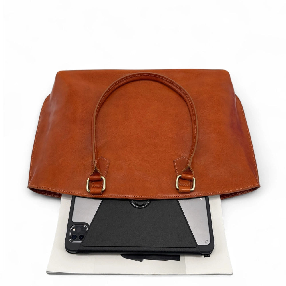 Großer Shopper aus Glattleder GREENWICH Camel