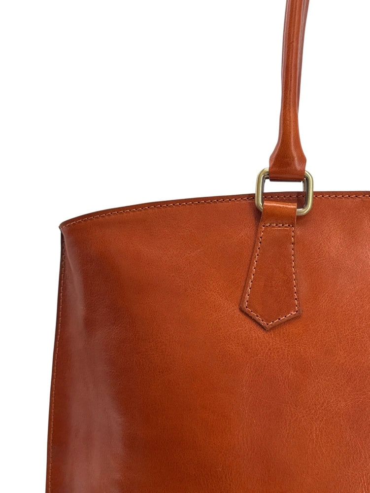 Großer Shopper aus Glattleder GREENWICH Camel