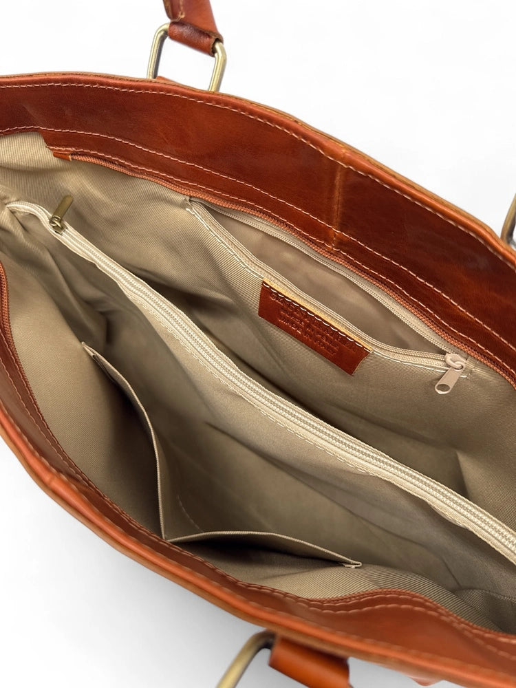 Großer Shopper aus Glattleder GREENWICH Camel