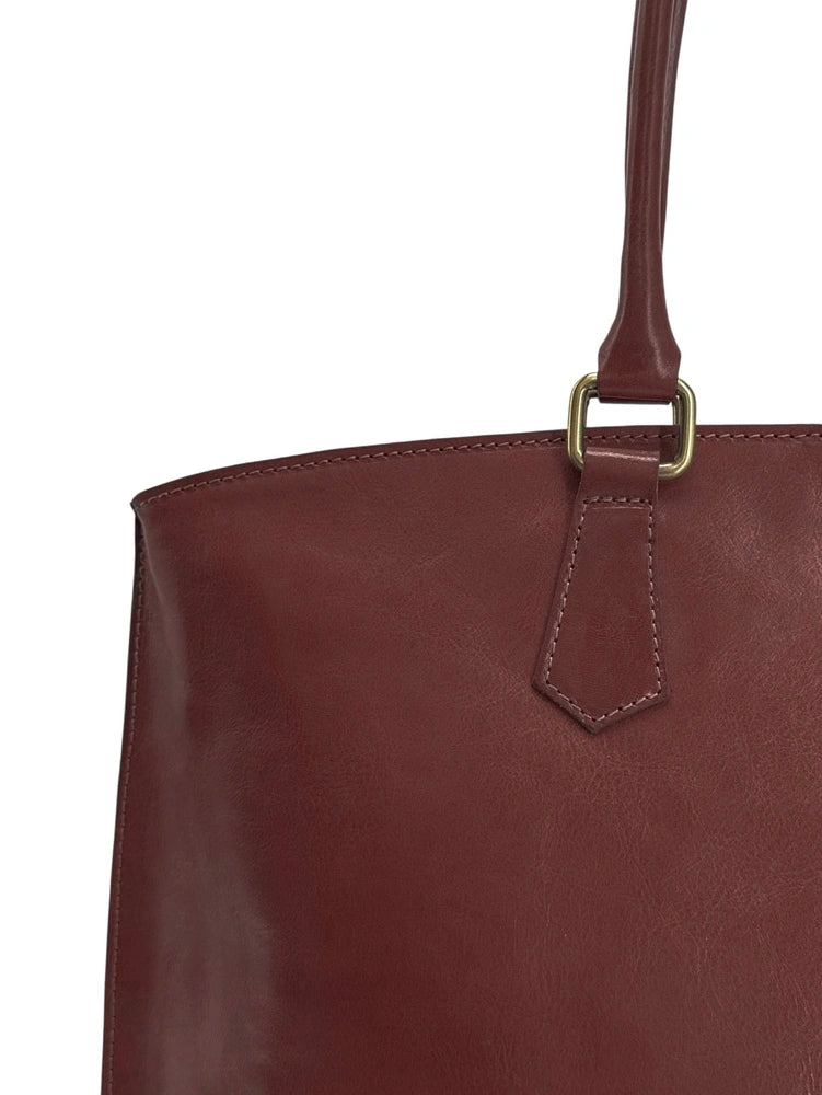 Bolso shopper grande de piel lisa GREENWICH Castaño