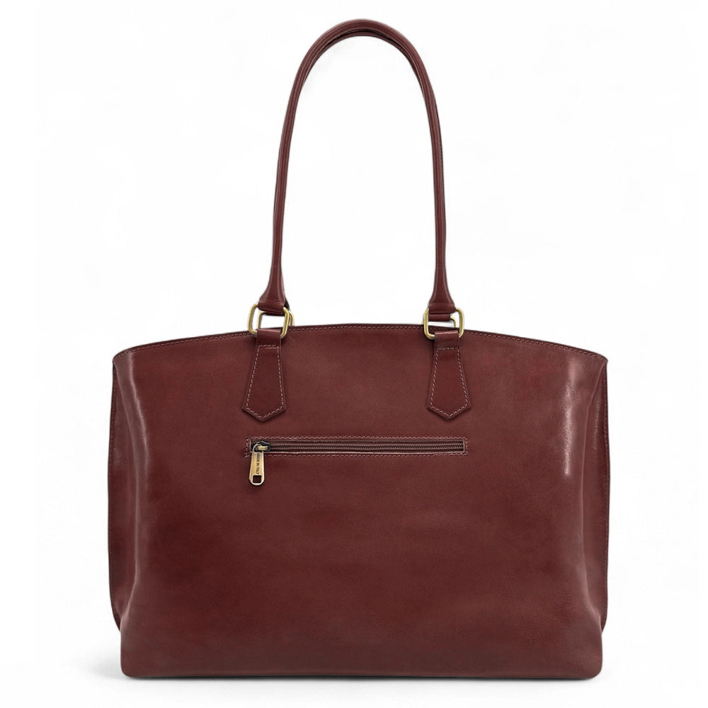 Bolso shopper grande de piel lisa GREENWICH Castaño