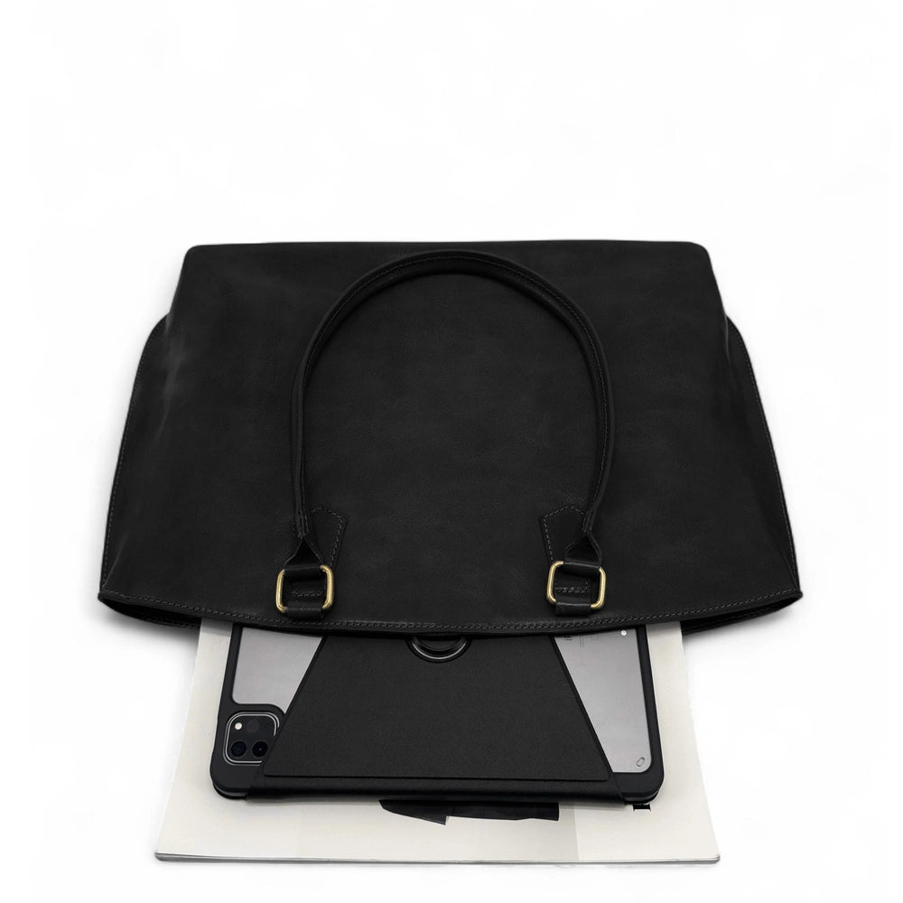 Grande borsa shopping in pelle liscia GREENWICH Nero
