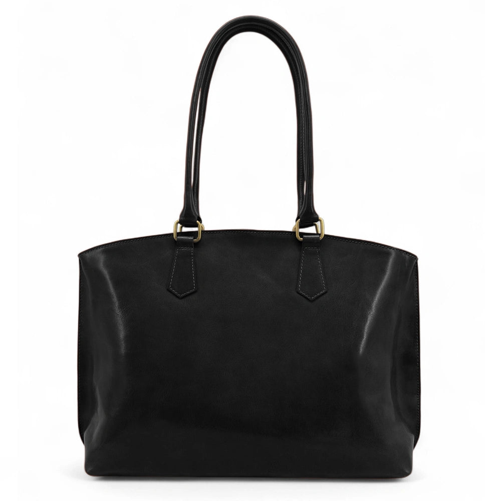 Grand sac cabas en cuir lisse GREENWICH Noir