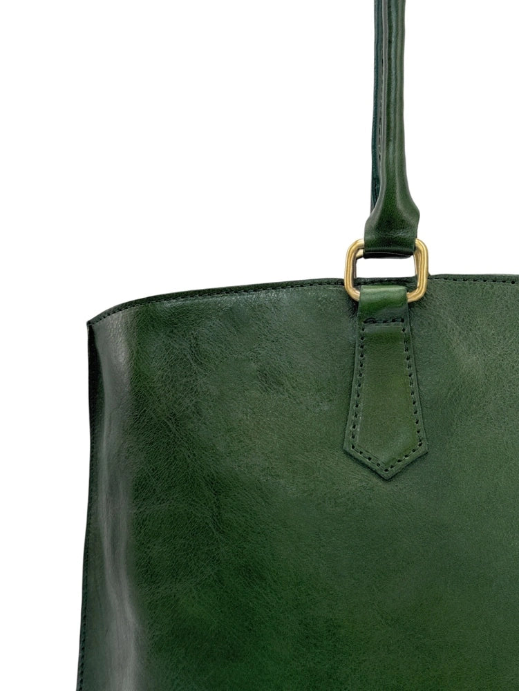 Große Shopper-Tasche aus Glattleder GREENWICH Waldgrün