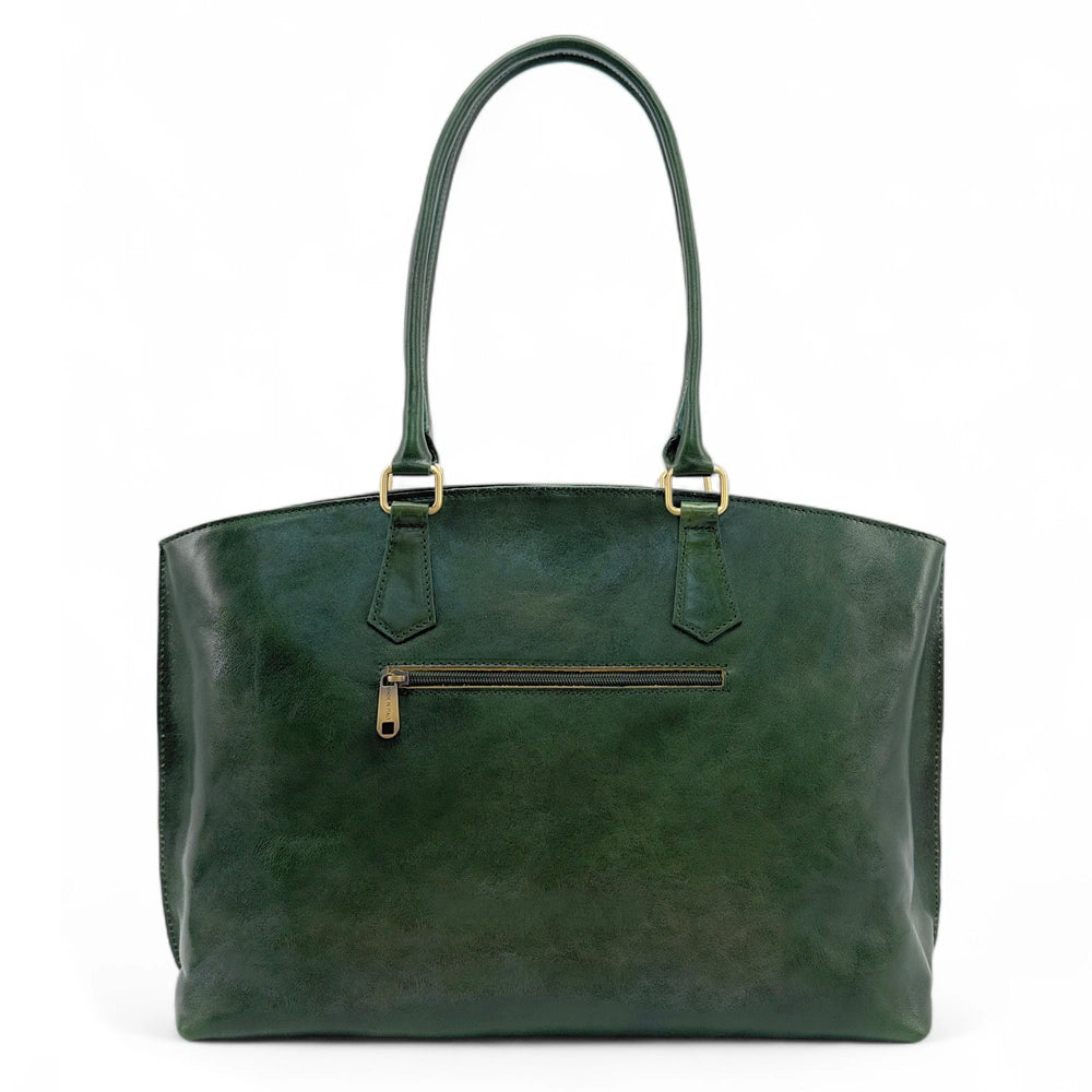Große Shopper-Tasche aus Glattleder GREENWICH Waldgrün