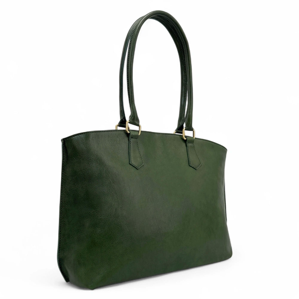 Große Shopper-Tasche aus Glattleder GREENWICH Waldgrün
