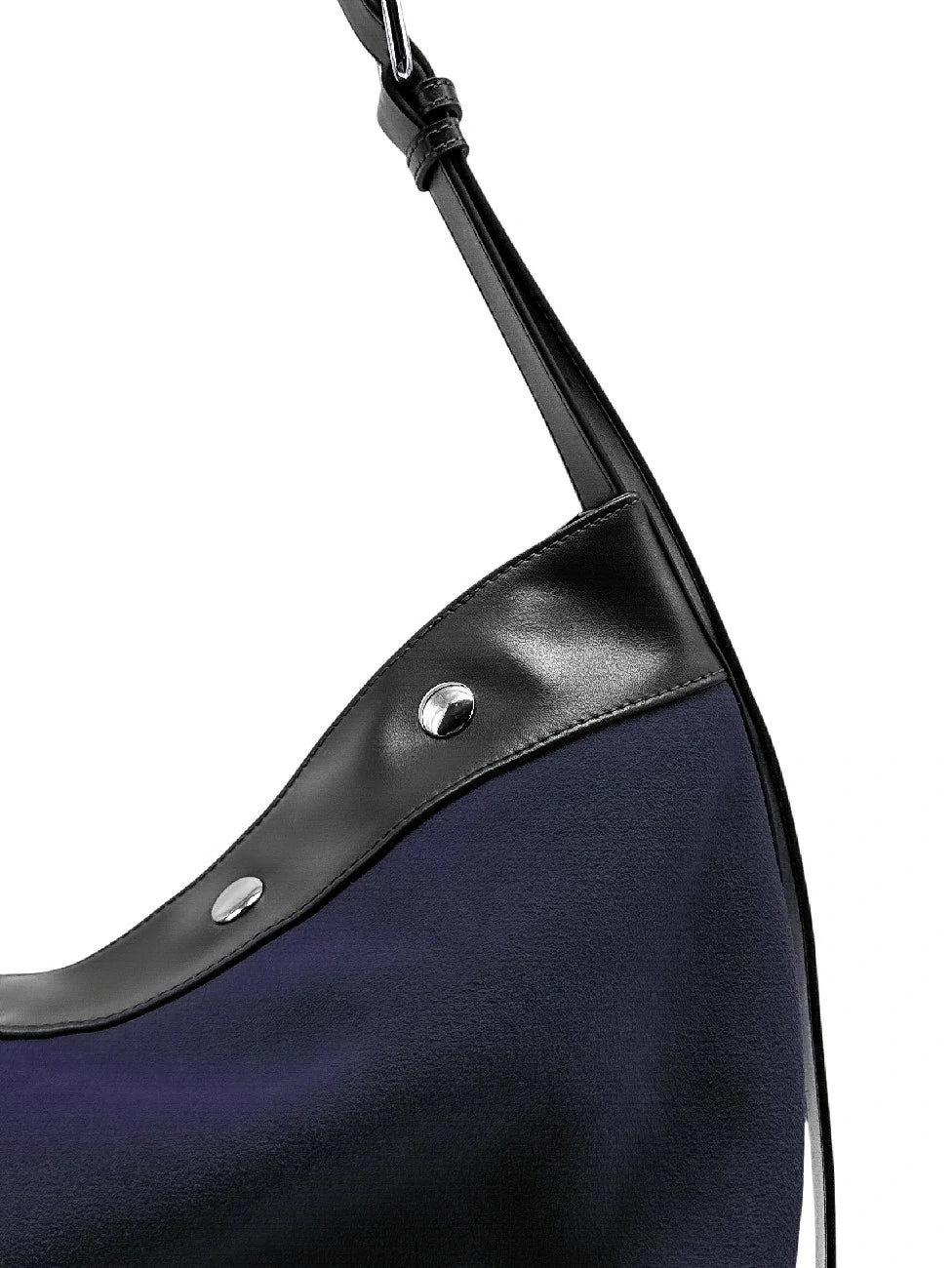 Bolso tote grande de ante y piel lisa EMMA Azul marino