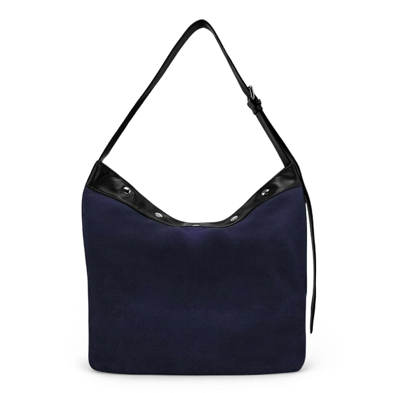 Grand sac cabas en daim et cuir lisse EMMA Bleu marine