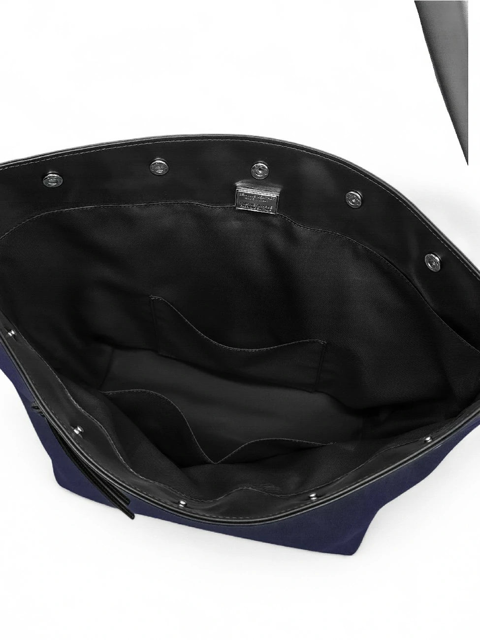 Bolso tote grande de ante y piel lisa EMMA Azul marino