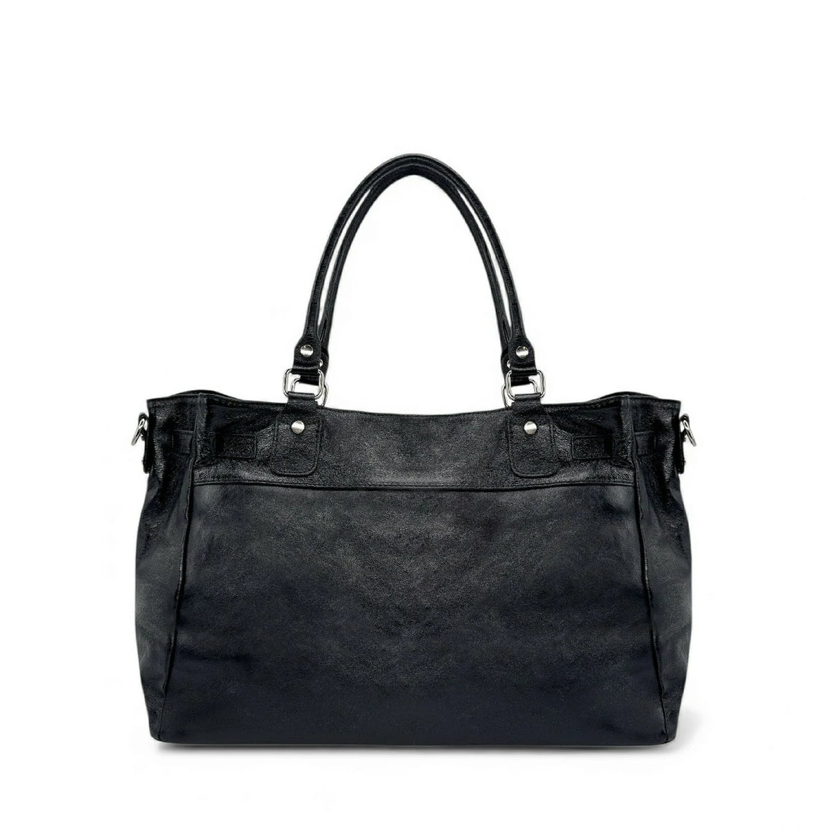 Bolso shopper en piel tornasolada JANET SILVER Negro