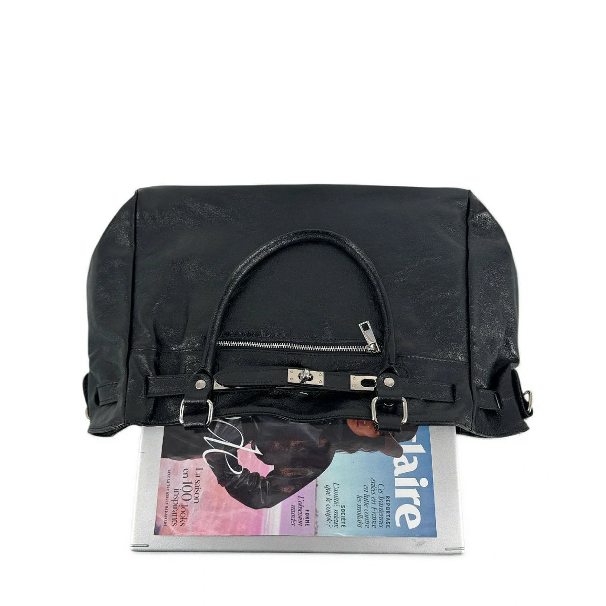 Bolso shopper en piel tornasolada JANET SILVER Negro