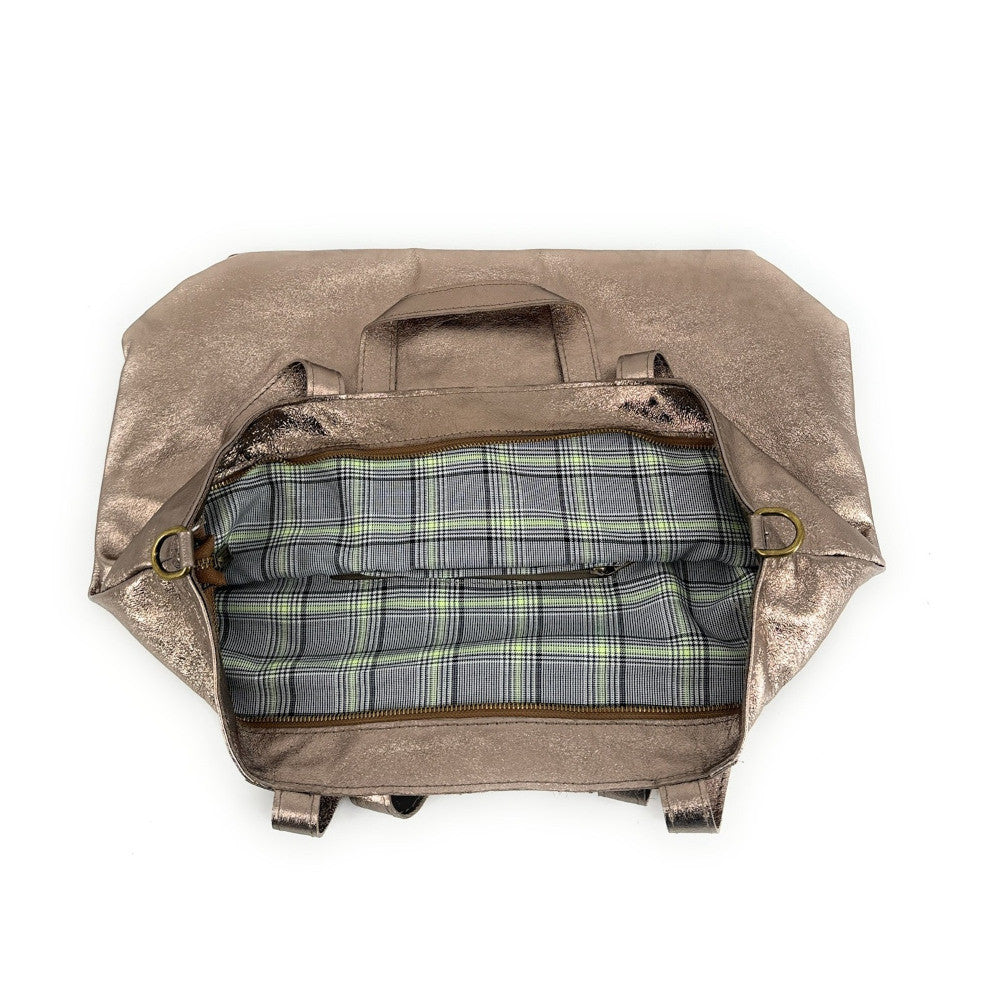 Grand sac cabas en cuir irisé ANDROMEDE Champagne irisé