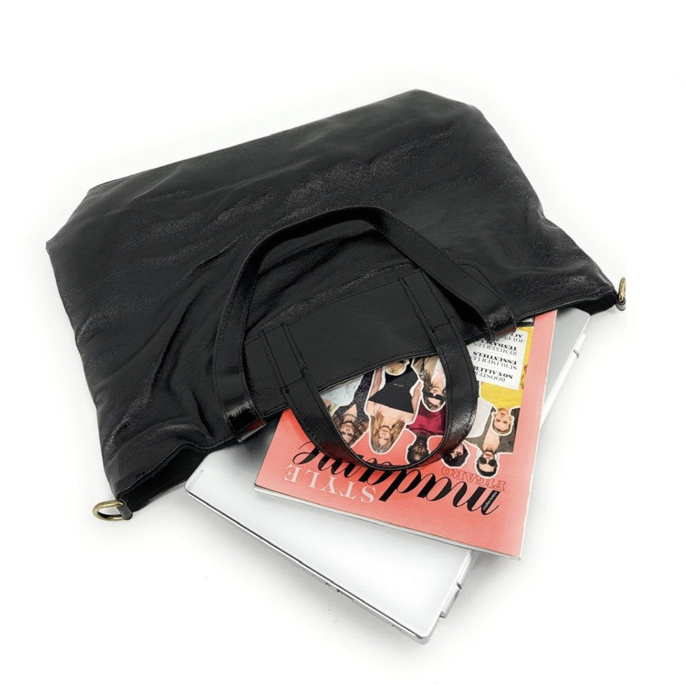 Grand sac cabas en cuir irisé ANDROMEDE Noir irisé