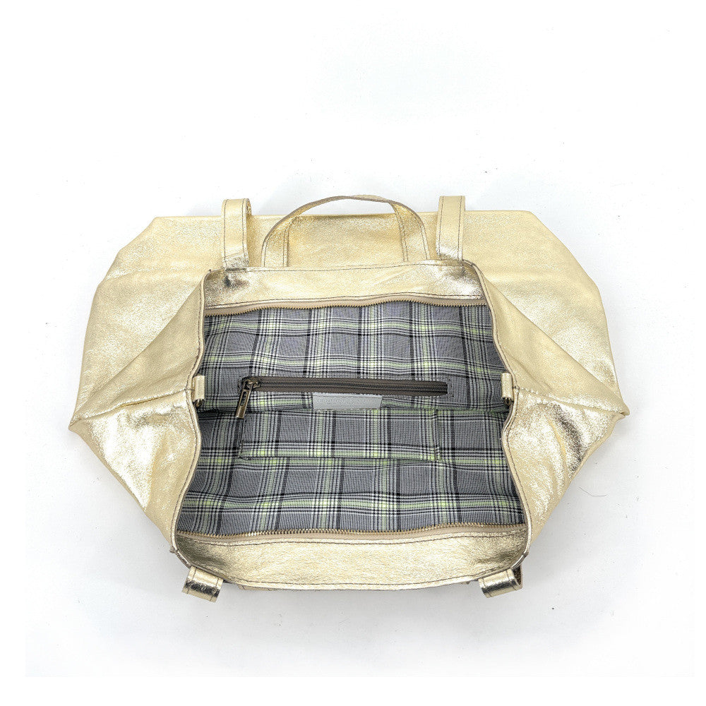 Grand sac cabas en cuir irisé ANDROMEDE Or